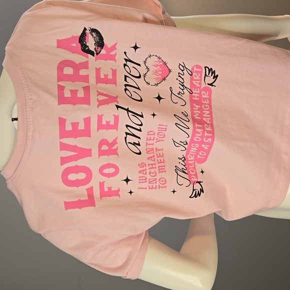 Love Peace & Lazy Days Love Era 1989 Rhinestone Oversized Crop Tee Size M - Picture 3 of 9